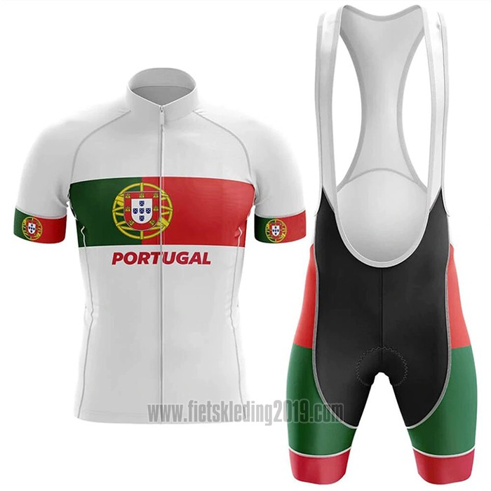2020 Fietskleding Kampioen Portugal Wit Groen Rood Korte Mouwen en Koersbroek